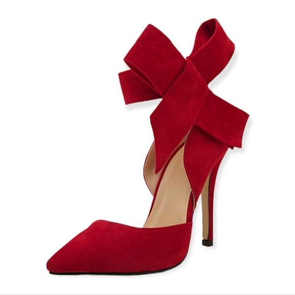 NWT Z&L Red Fashion Women's Pointy Toe High Heel Stiletto Big Bow Dress Pumps - Picture 1 of 3